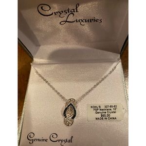Crystal Luxuries-Genuine Crystal Flip Flop 18 inch FSP Necklace-NWT-Gift Box